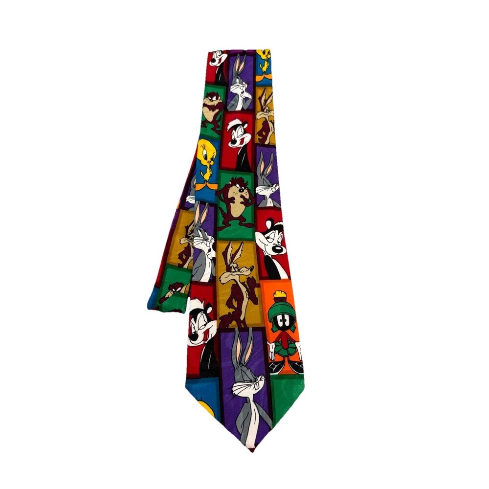Vintage 1995 Looney Tunes Mania Tie Bugs Bunny Taz Marvin Martian Tweety WB